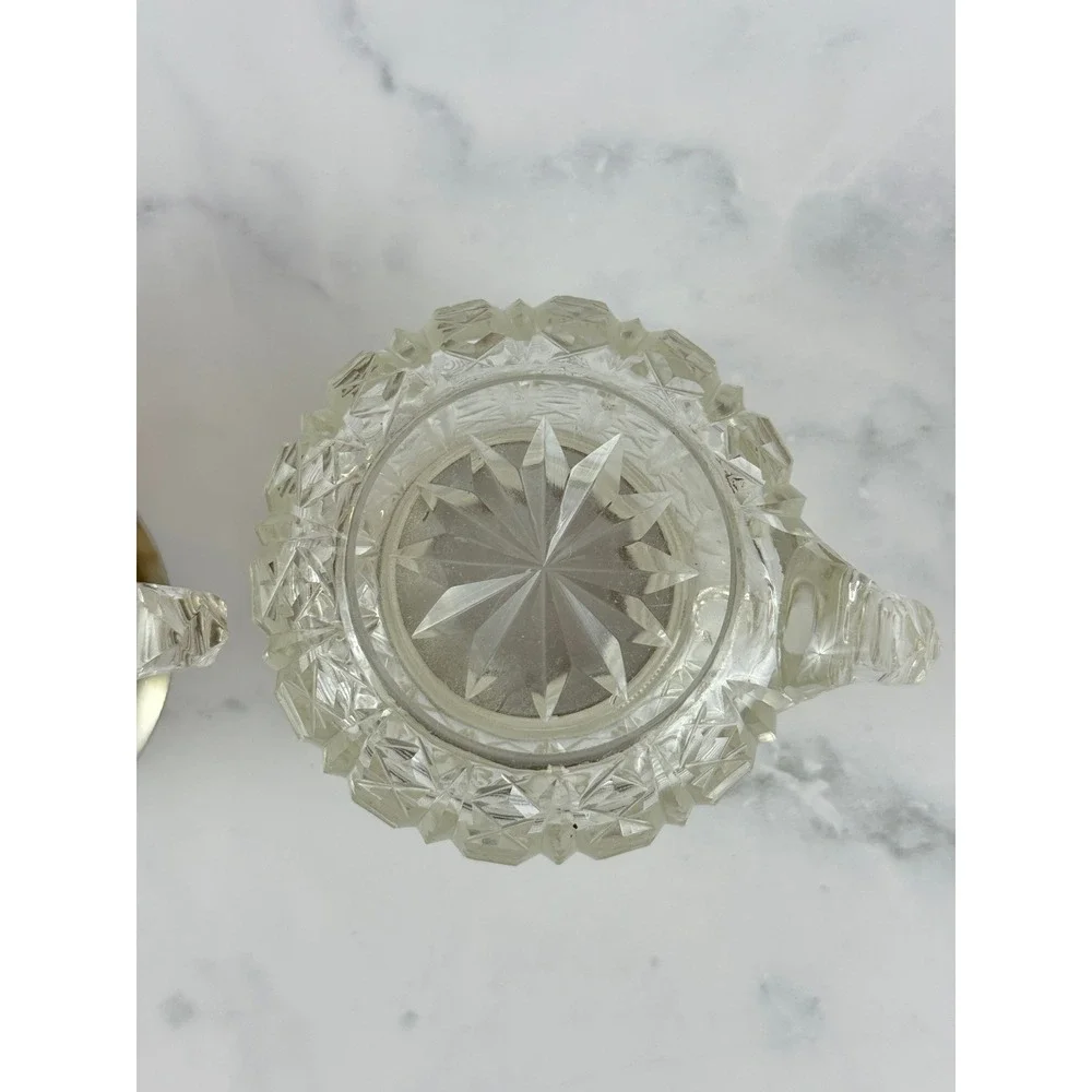VTG American Brilliant Period Cut Glass Metal Edge Sugar and Creamer